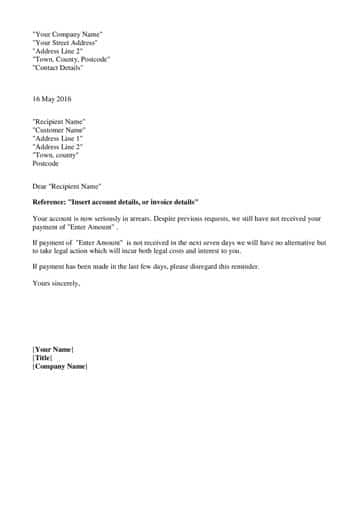 Debt Collection Letter Debt Collection Letter