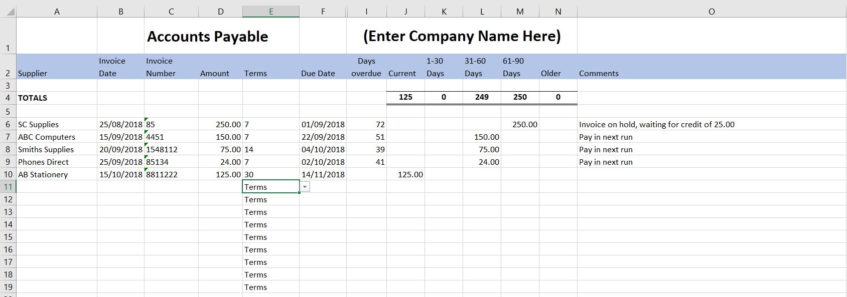 Accounts Payable Template Accounts Payable Template