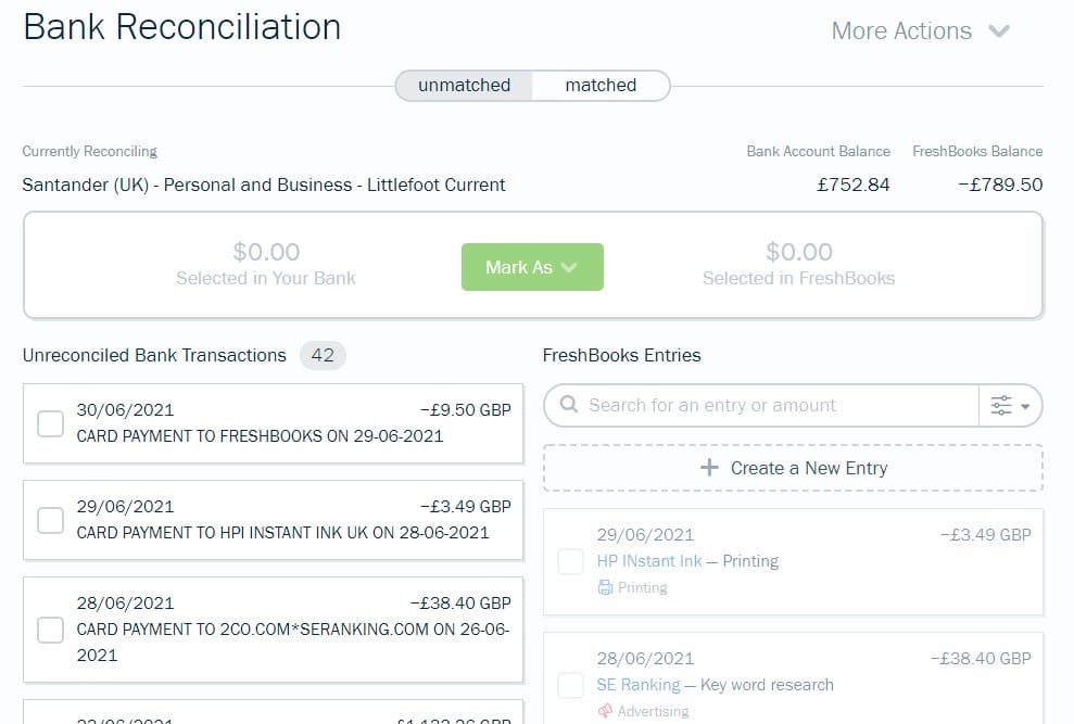 FreshBooks Review Freshbooks Bank Reconciliation