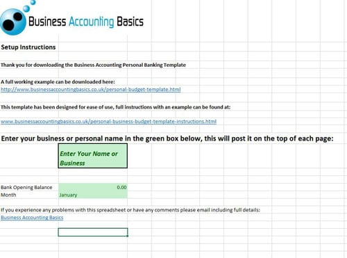 Business Personal Budget Template Instructions business and Personal Budget Template instructions