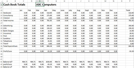 free Excel Cash book total page Free Excel Cash Book total page