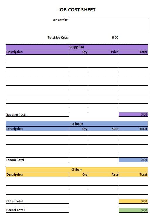 Free Excel Job Costing Template Free Excel Job Costing Template