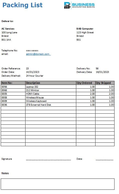 Packing List Template Packing List Template Example