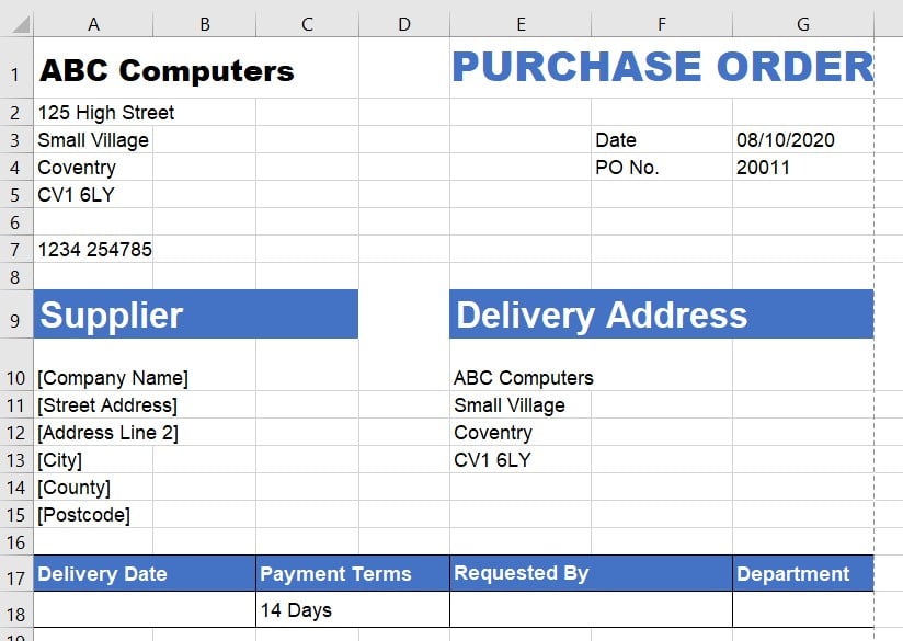 Free Purchase Order Template Purchase Order Template Instructions