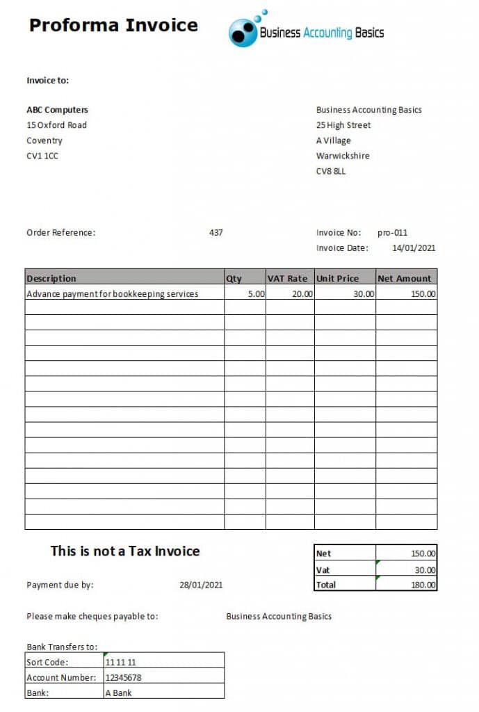 Proforma Invoice Template Proforma Invoice Template Example