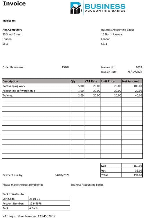 FREE Sales Invoice Template Sales Invoice Template UK VAT example