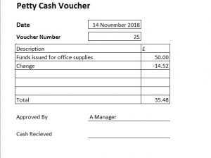 Free Bookkeeping Forms petty cash voucher example
