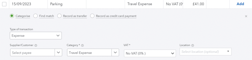 Why Use a Free Business Bank Account and QuickBooks? QuickBooks Bank Categorisation example