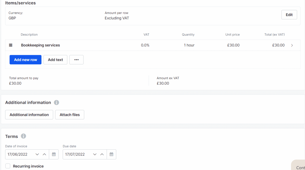 Bokio Free Accounting Software Review Entering Bokio Invoice Details