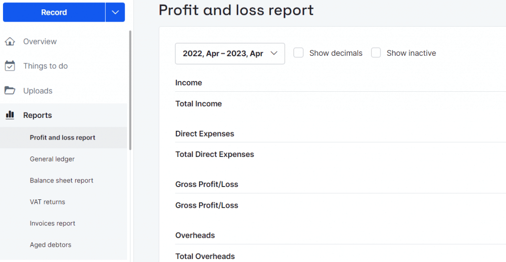 Bokio Free Accounting Software Review Bokio reports including profit and loss