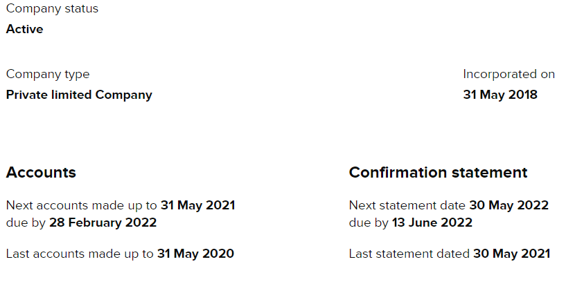 End of Financial Year Example of Companies House Limited Company Dates