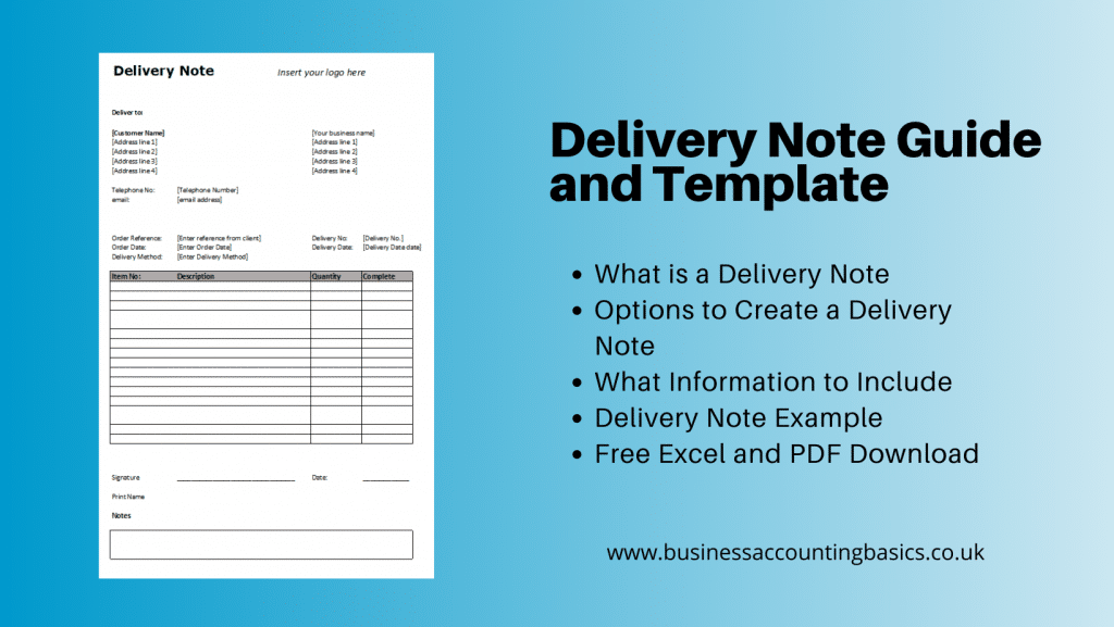 Delivery Note Template Delivery Note Template and Guide