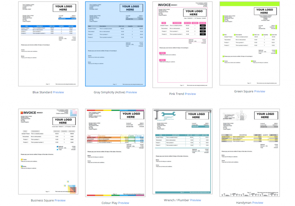 Invoiceberry Invoicing Templates