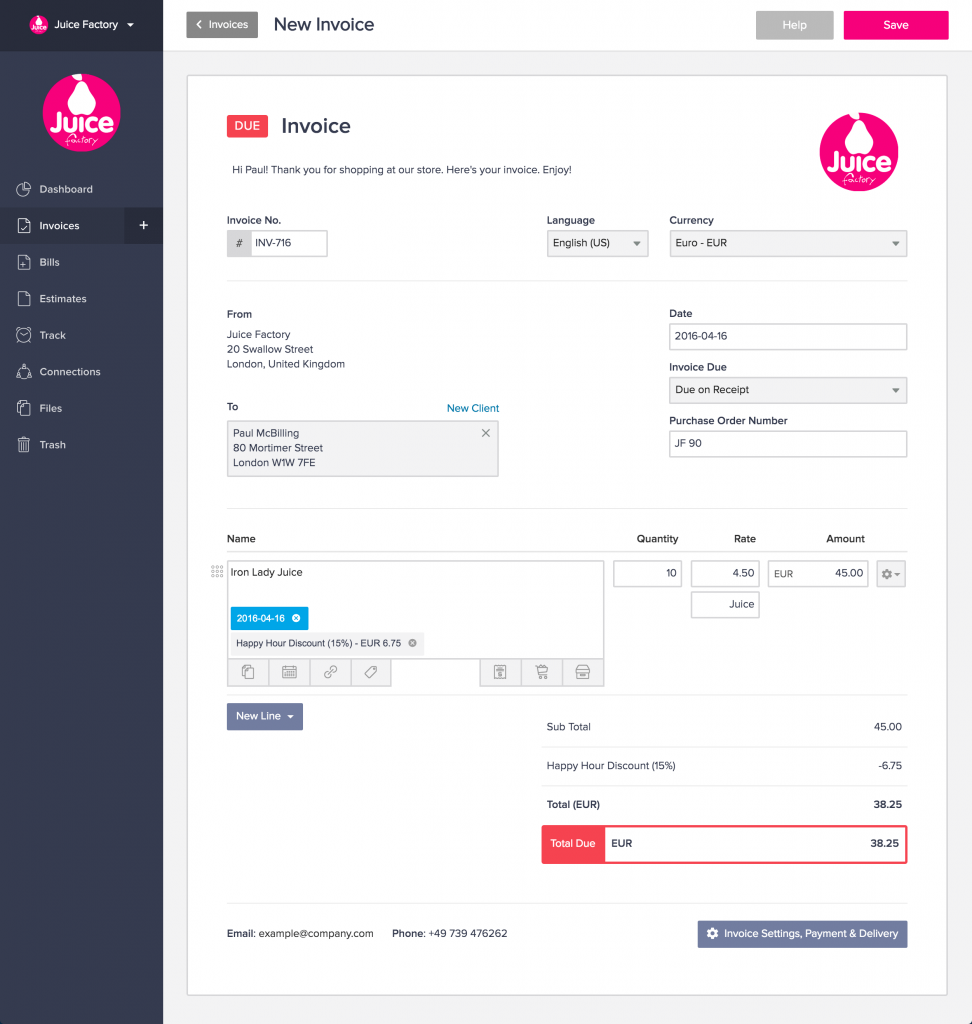 Invoicely Invoicing Example
