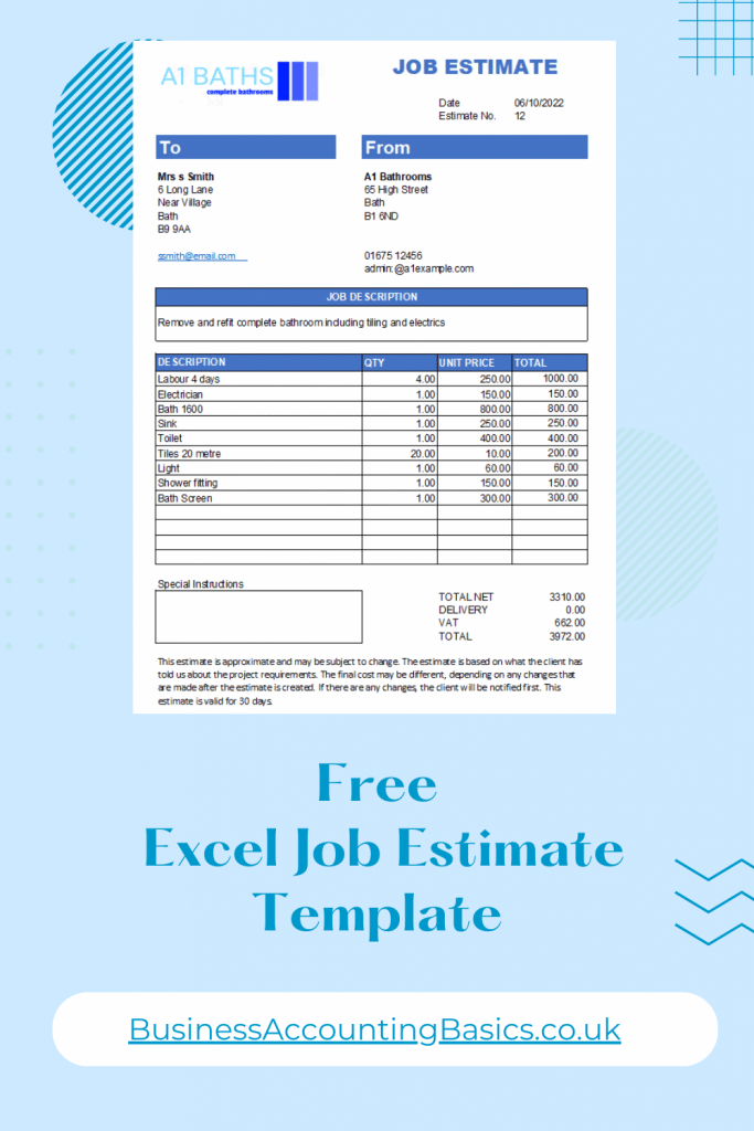 FREE Job Estimate Template Work estimate template