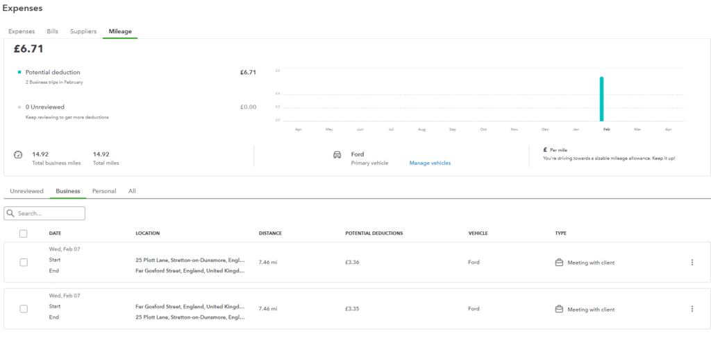 Simple Mileage Log Template QuickBooks mileage tracking example