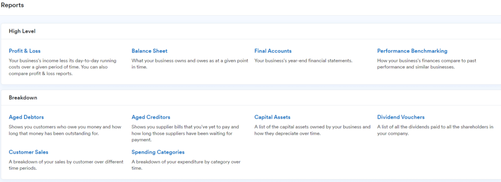 FreeAgent Accounting Software Review for Small Business Some of the FreeAgent reports available