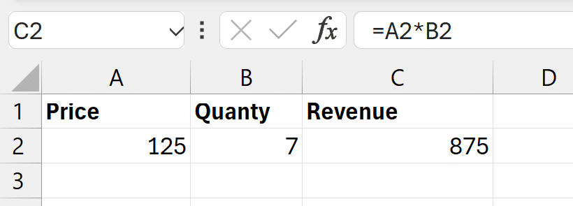 Basic Excel Formulas Every Small Business Should Master Simple Multiplication Formula to find revenue