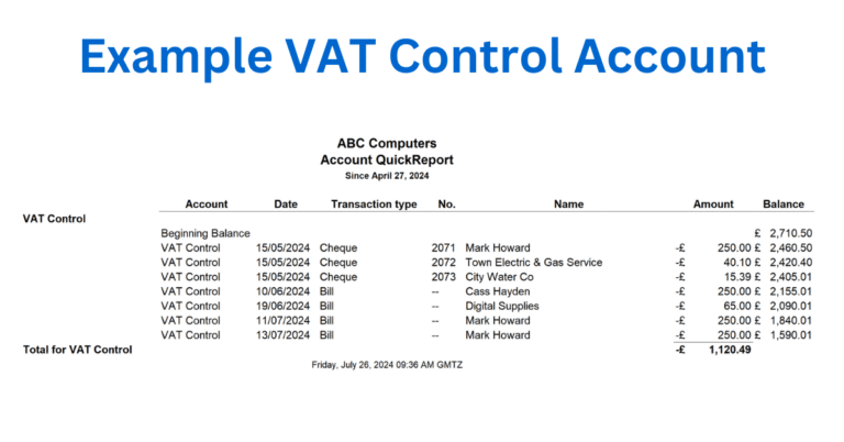 VAT Control Account QuickBooks Example