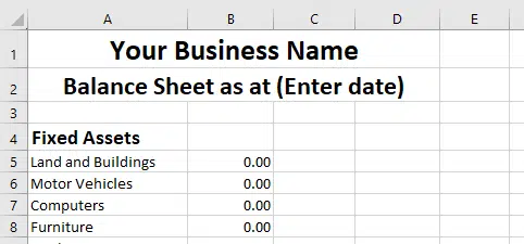 Free Balance Sheet Template Enter balance sheet details onto spreadsheet