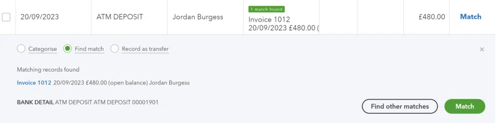 QuickBooks Pros and Cons for Small Businesses Matching bank transactions in QuickBooks example