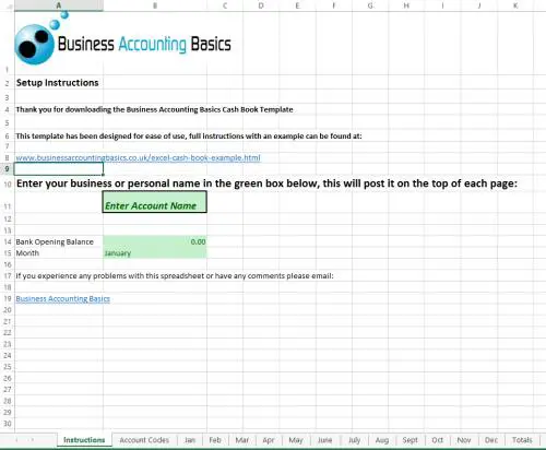 Free Excel cash book instructions