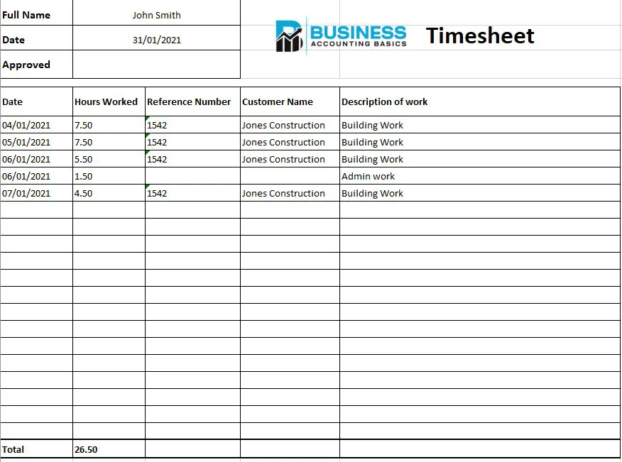 Excel Timesheet Template Excel Timesheet Template Example