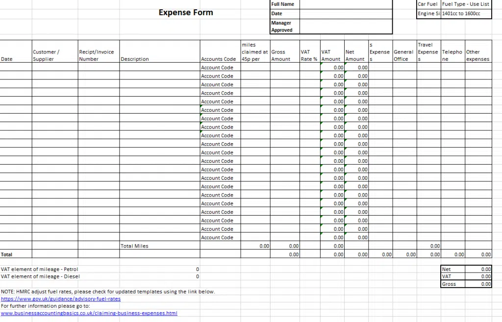 Business Expense Template