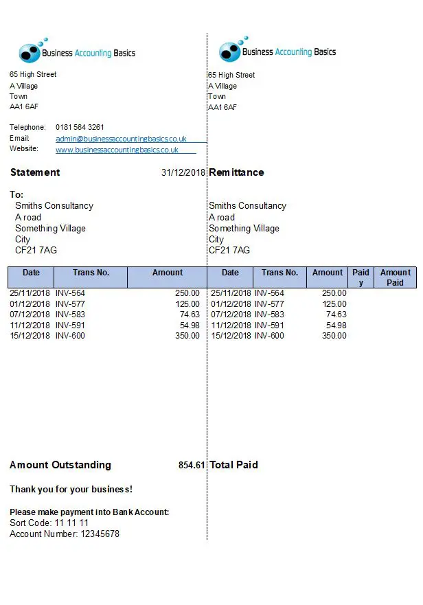 Statement Of Account - Customers Statements, Example and Template Customer Statement of Account Template