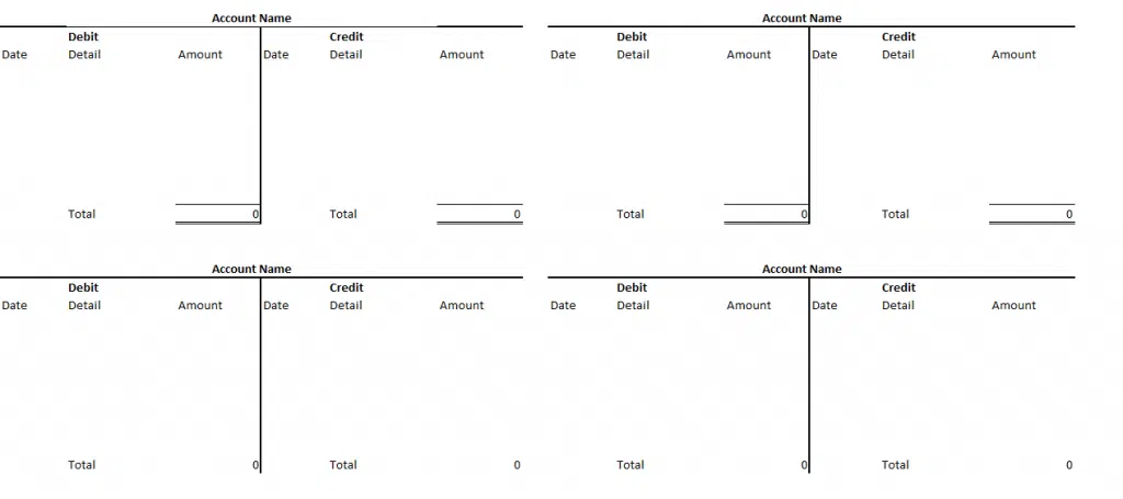 T Account Template T-Account Templates for Excel